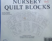 Stamped Quilt Blocks to Embroider Fuzzy Teddy Bears  12 - 9" X 9"  Patterns