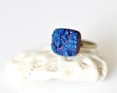 OOAK Purple Blue Titanium Druzy Cube Ring -02-
