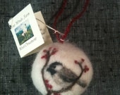 Needle Felted Chickadee Wool Ornament with Balsam