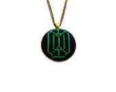 Emerald Gem Necklace on Antique Brass Convertible Chain
