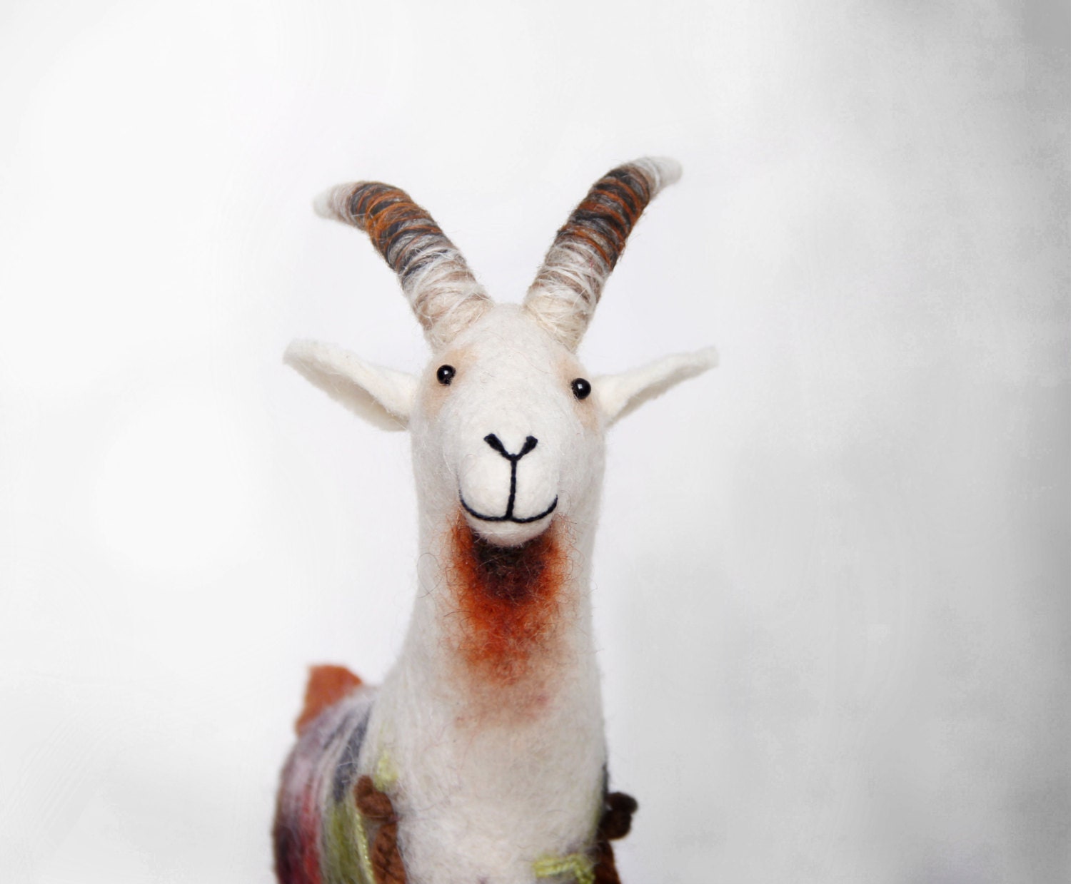 Friedrich -  Felt Goat. Felted Animal, Art Marionette, Puppet, Stuffed Animals. Felted Toy. Special order for Maria