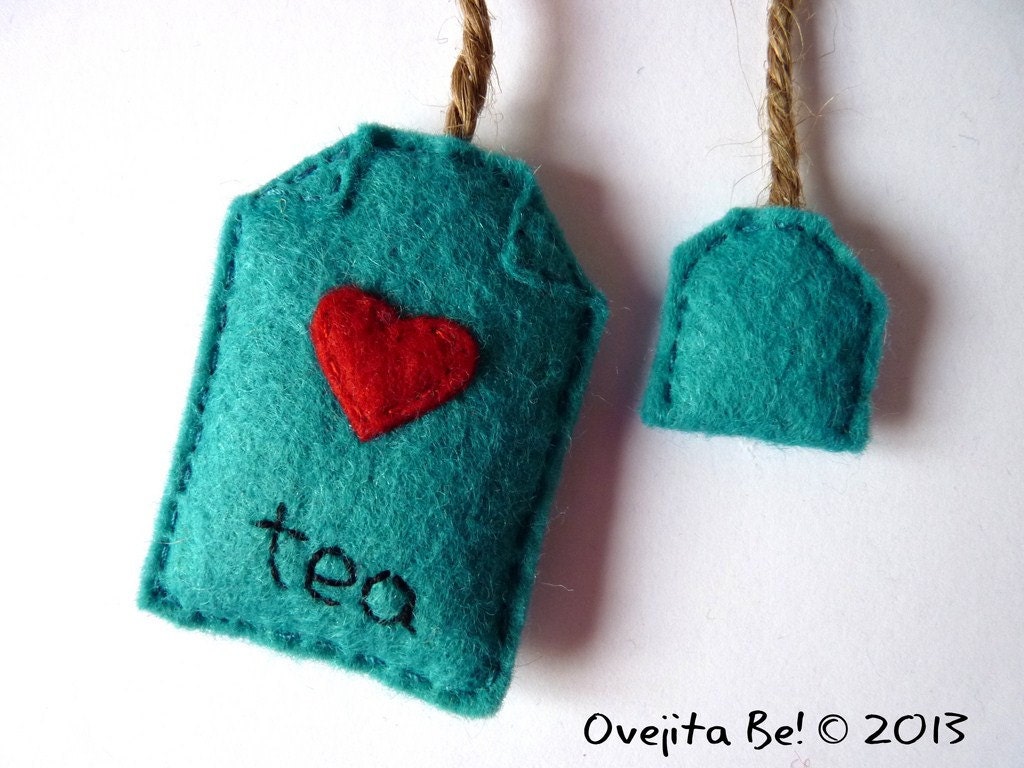 Tea bag bookmark in turquoise - Little heart