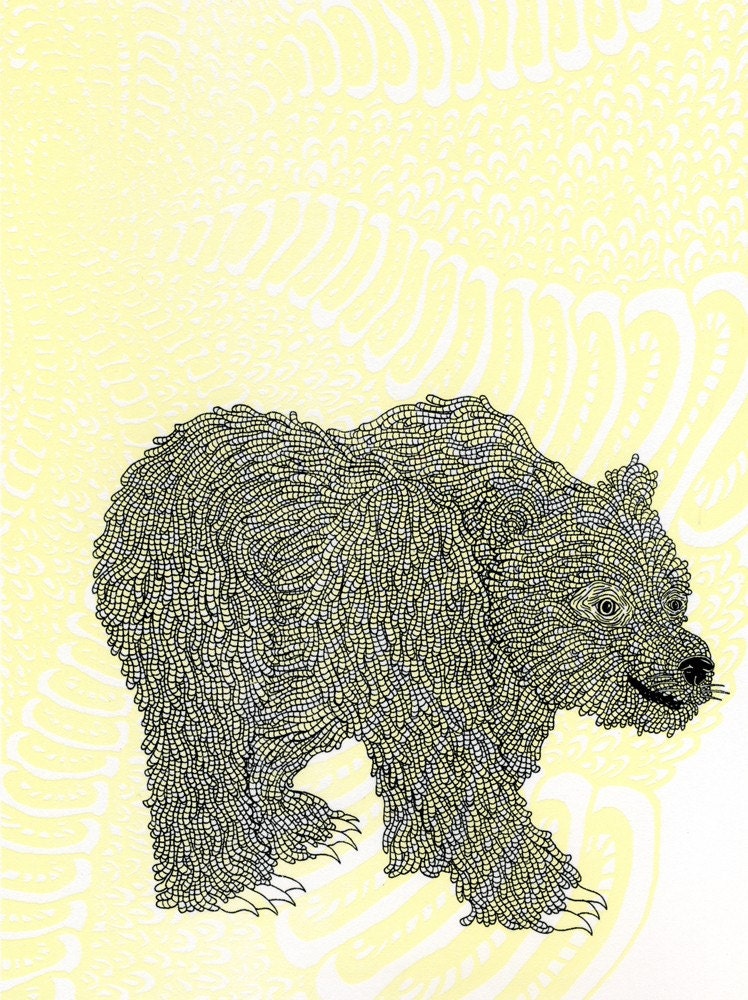 Woodland Bear Screenprint 8x10