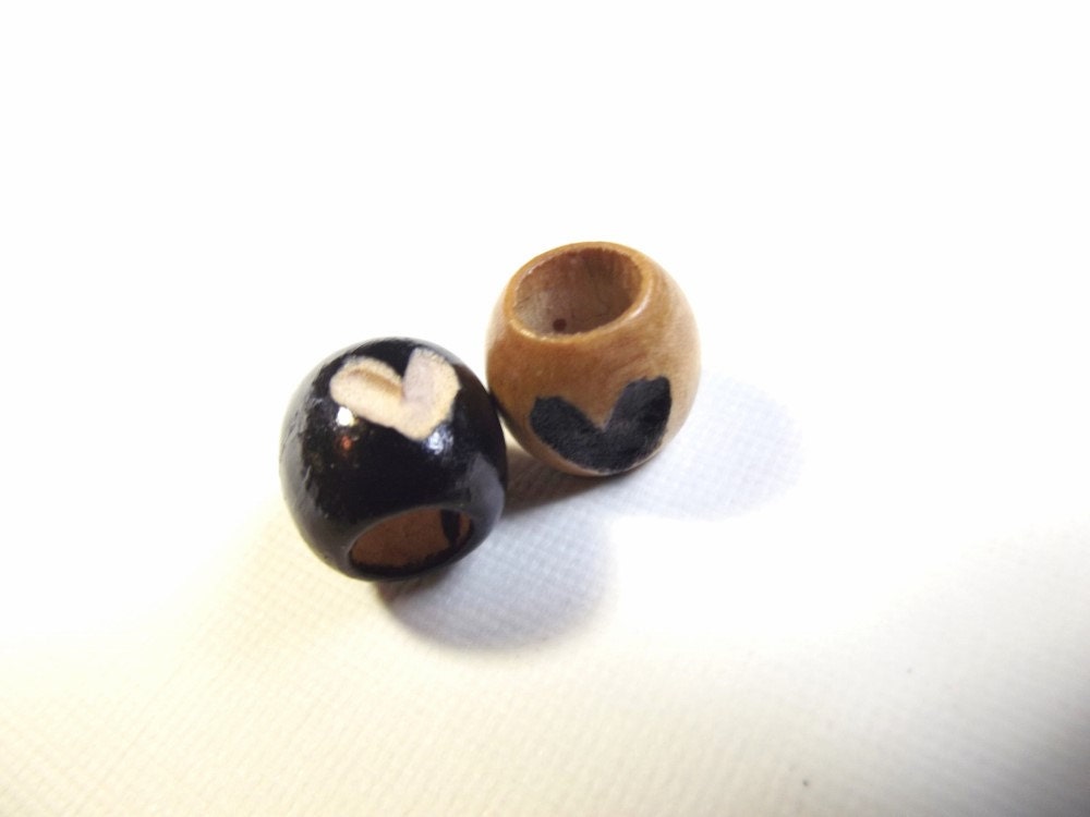 Heart Dread Bead - Set of Two Small 6mm Hole Dread Accessories