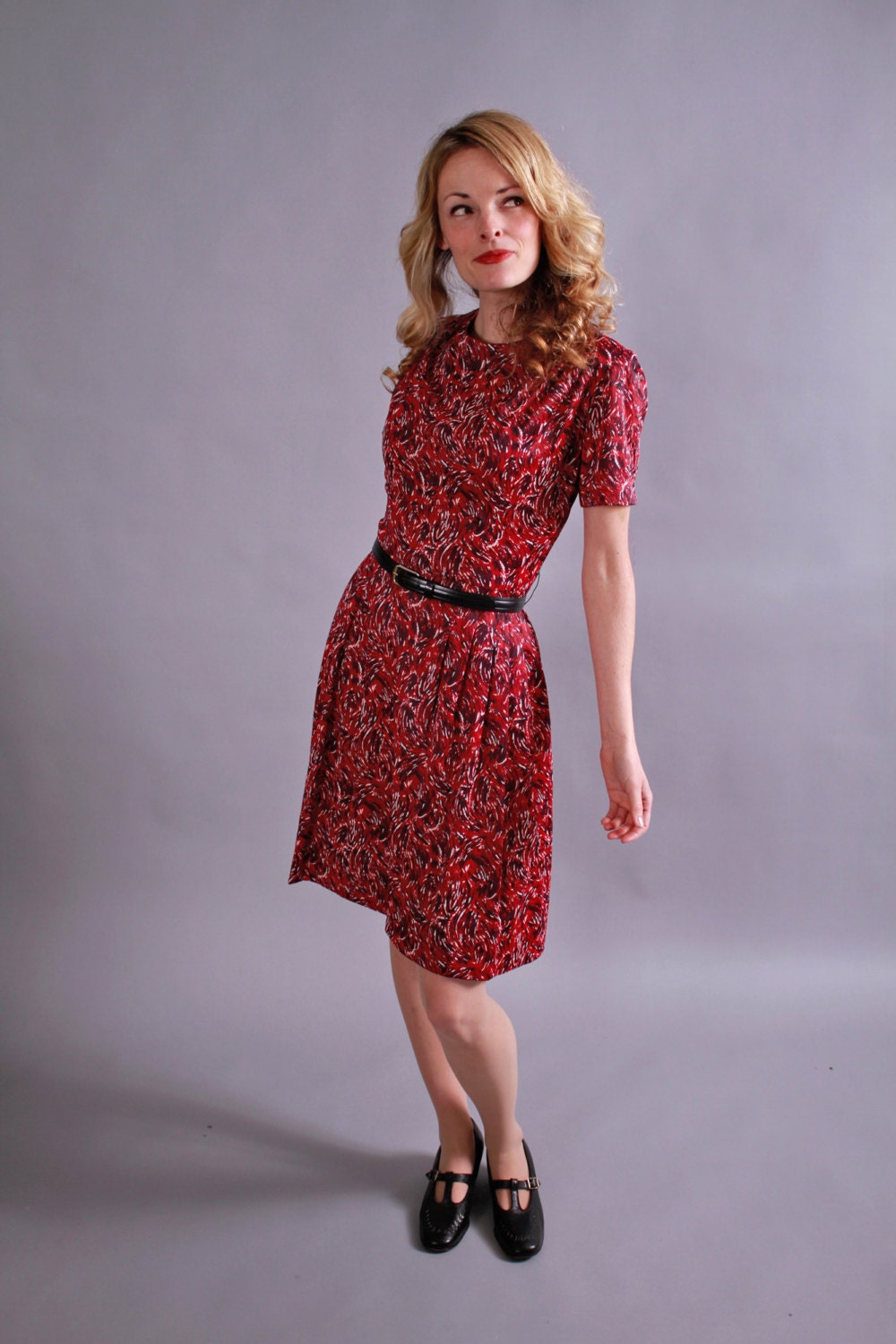 1960s day dress. 60s wear anywhere frock. Brush Strokes