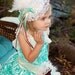 Aqua Mint Rosette Girls Feather Dress Headpiece only