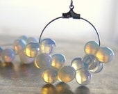 Milky Way Magic - Moonstone Hoop Earrings - Moon Stone Dangle Earrings - Milky Blue Earrings