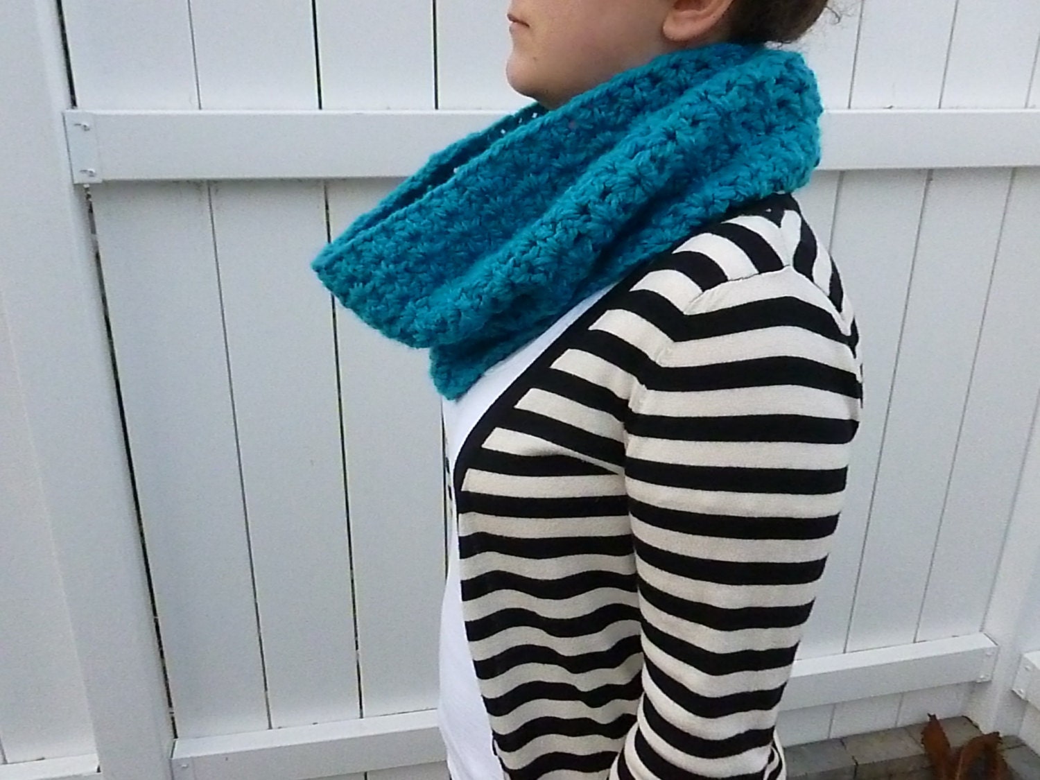 Sale-Women's Teal Chunky Infinity Cowl
