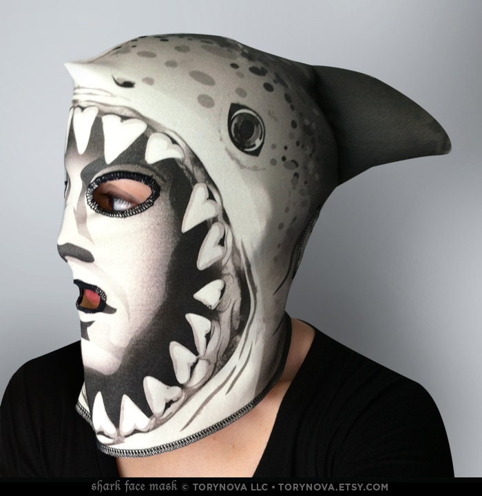 Shark Face Monster Mask (100% Organic Cotton Knit) ADULT or KID size