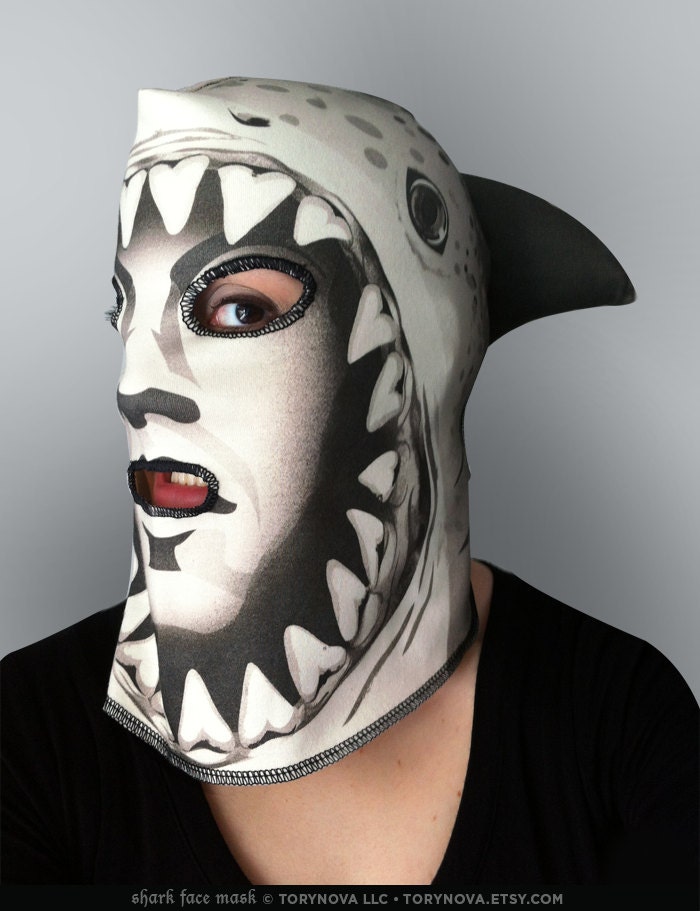 Shark Face Monster Mask (100% Organic Cotton Knit) ADULT or KID size