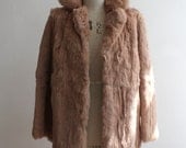 Vintage 1970s Rabbit Fur Coat Jacket Size M
