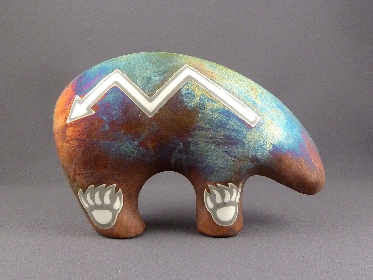 Acoma or Jemez Pueblo Native American raku spirit bear
