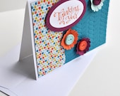 Embossed Thinking of You Card with Dimensional Flowers and Button Details