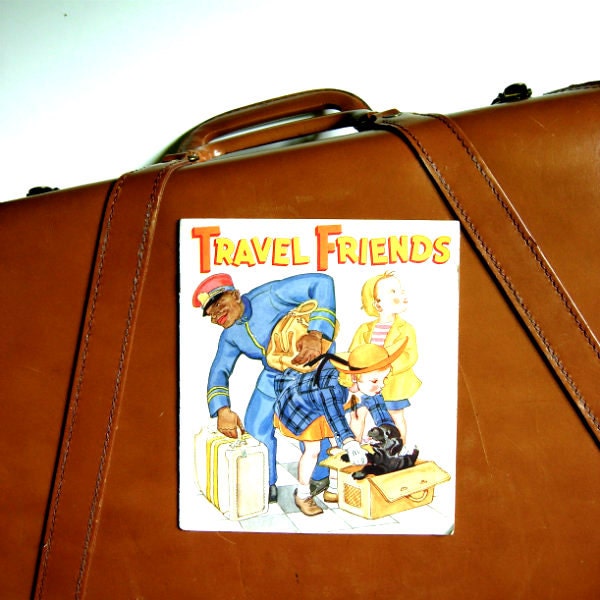 Vintage Children's Book Travel Friends 1940s Graphics Illustrations