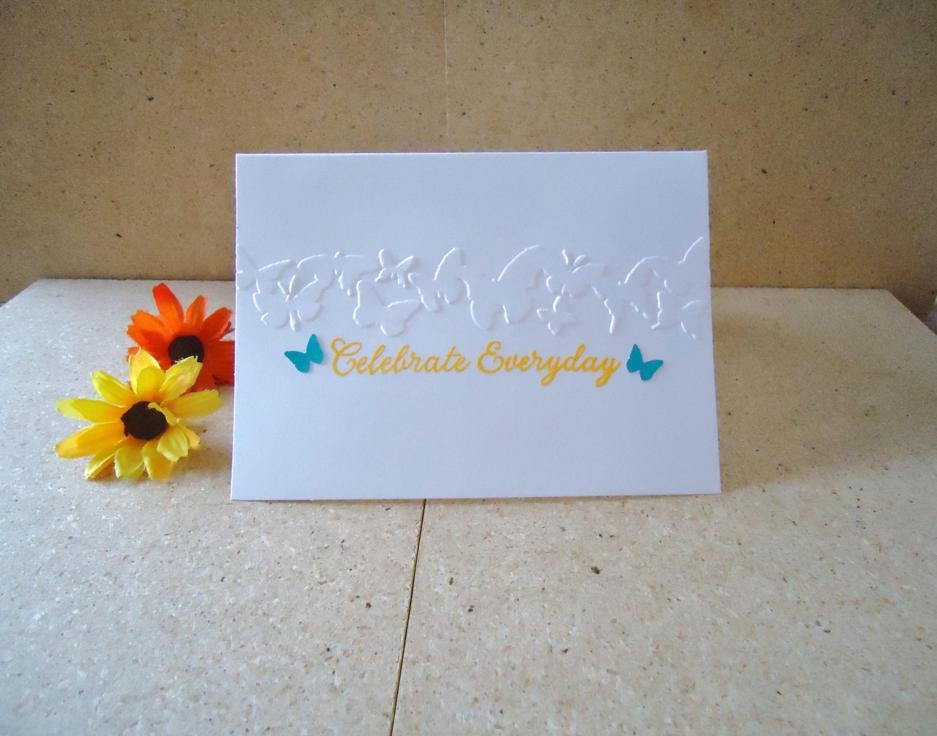 Celebrate Everyday Butterfly Note Cards, Hand Embossed Note Cards, Blank Note Cards, Stamped Note Cards, Spring