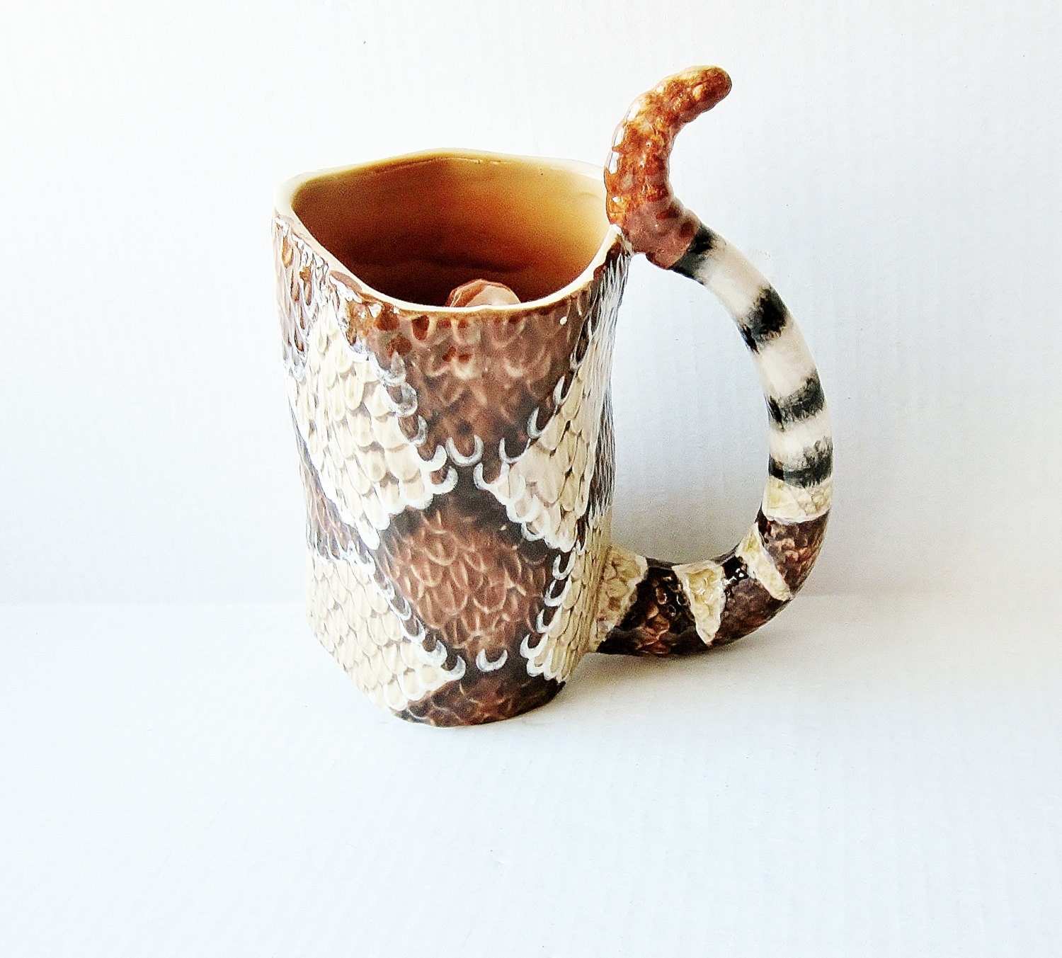 Rattlesnake Beer Mug Craig Ferguson Style Late Late Show Hand Painted Porcelain Desert Home Decor Kitsch