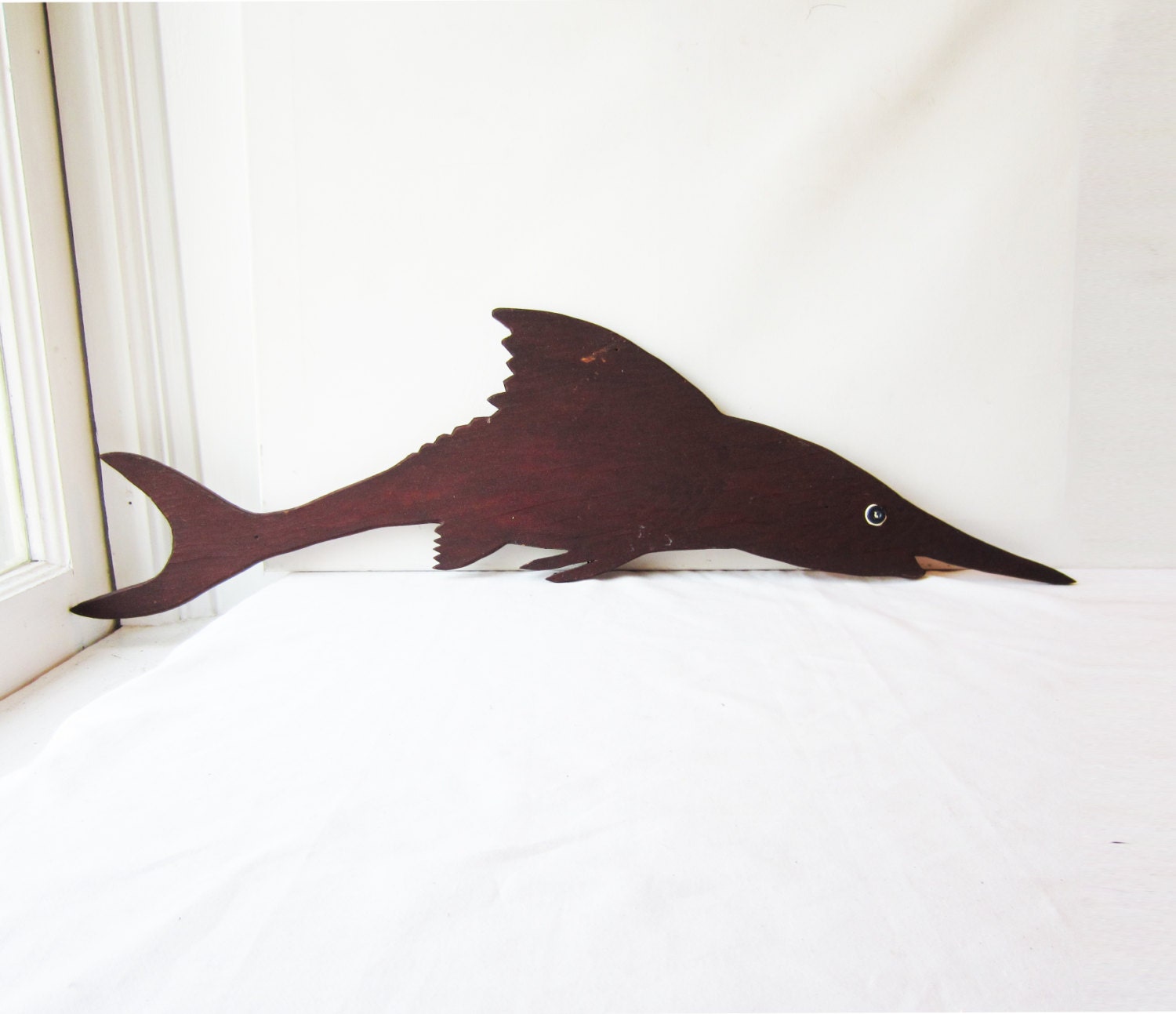 Vintage Marlin Large Fish Wood Wall Hanging / Wall Art - Den / Man Cave / Cabin / Rustic Decor  28" x  7 3/4" For Dad - Father's Day