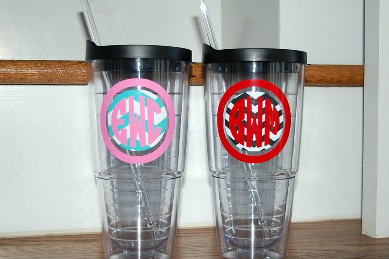 CHEVRON zig zag 24oz Acrylic clear reusable insulated BPA free straw tumbler cup personalized monogrammed