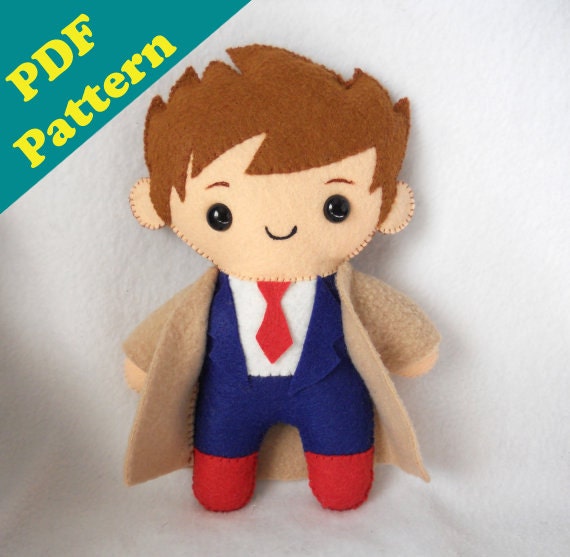 SALE PDF PATTERN - 9" Human Plush David Tennant/Castiel (Digital Download)
