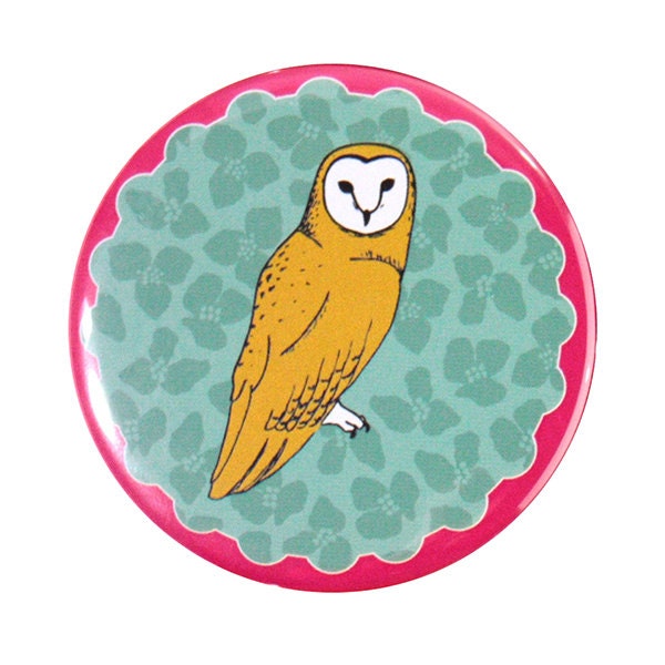 Pocket Mirror - Barn Owl Illustration