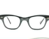 Vintage 80's deadstock Buddy Holly Countdown cat eye style solid blackwood eyeglasses made in Japan - FREE DOMESTIC SHIPPING