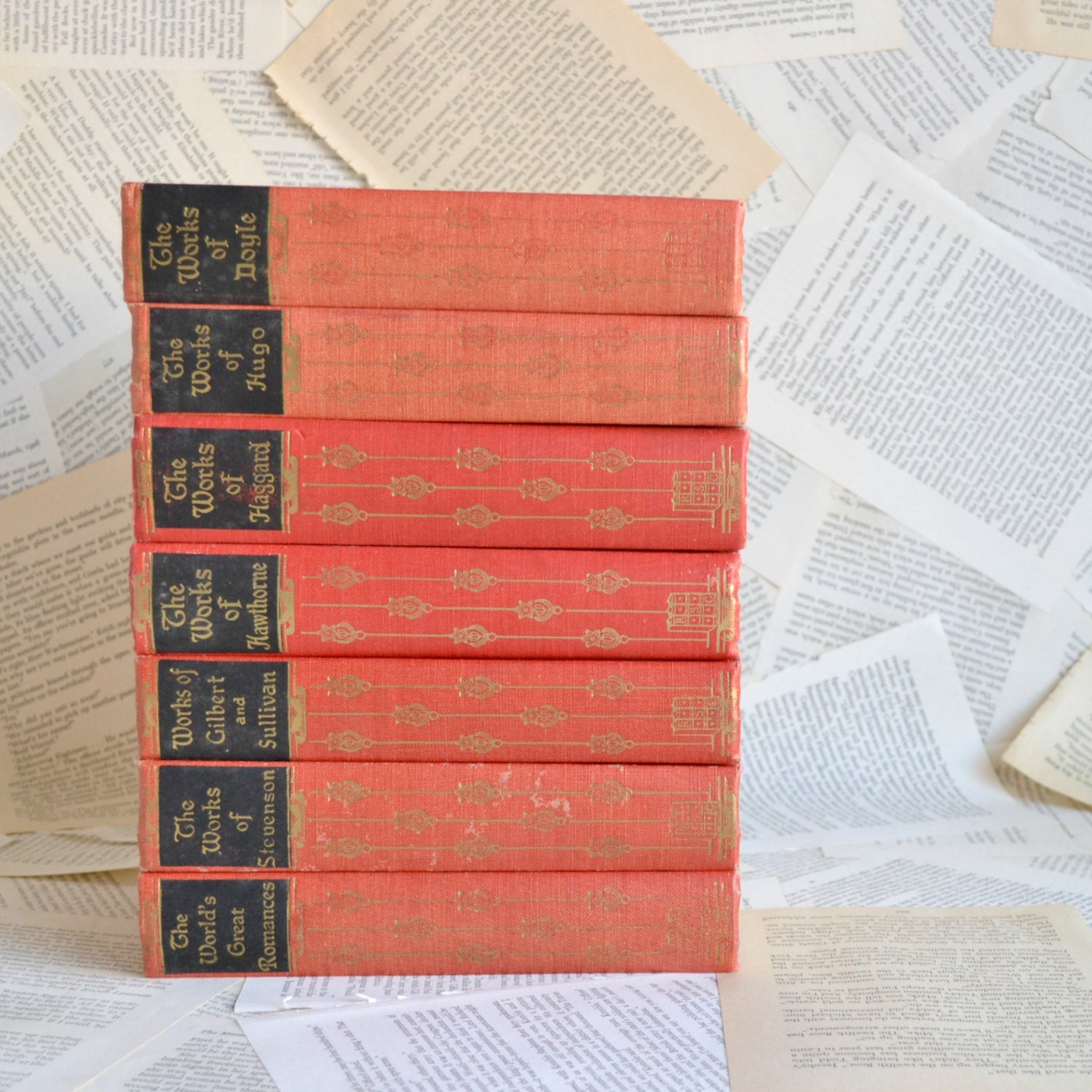 vintage collection of red books 1920's famous authors