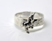 Sterling Silver Unicorn Ring, Handcrafted Animal Ring, Animal Jewelry, Fantasy Jewelry