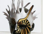 Silver - one of a kind Handmade Leather Mask - silver, gold, black