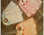 Japanese Anime Cat Handmade Gift Tags Pink Orange Blue Starburst Flower Classroom Treat Party Favor Set of 9 Small Manila