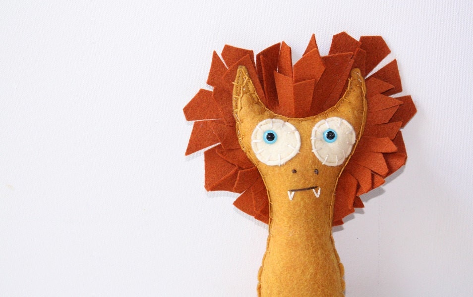 Felt Plush Lion Cub Stuffed Animal, Golden Lion Cub Jungle Animal Stuffed Toy Softie