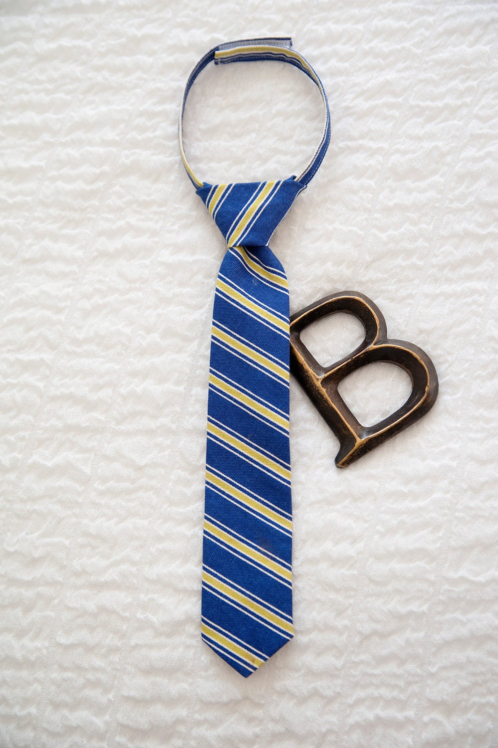 Toddler Ties -- Blue and Green Striped - Velcro Neck Straps - Boys Neck Ties