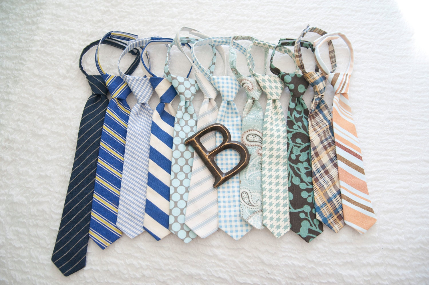 Shades of Blue Tie Collection, Striped Toddler Tie, Striped Boys Tie