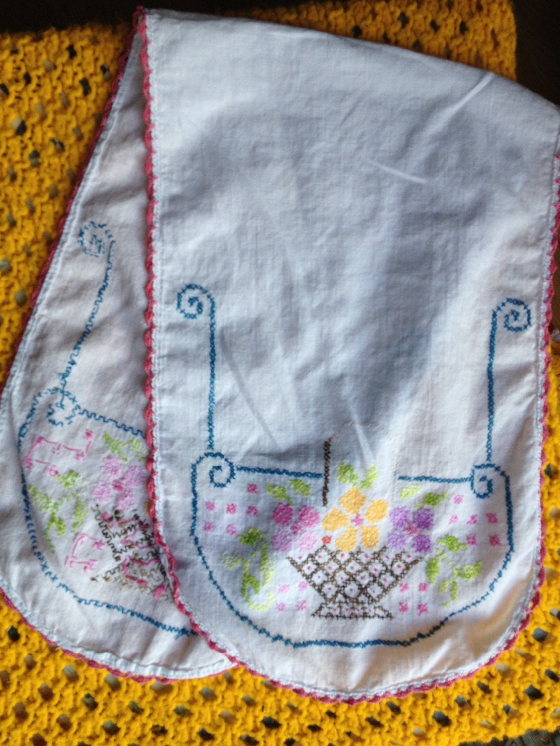 Sweet cross stitched table runner