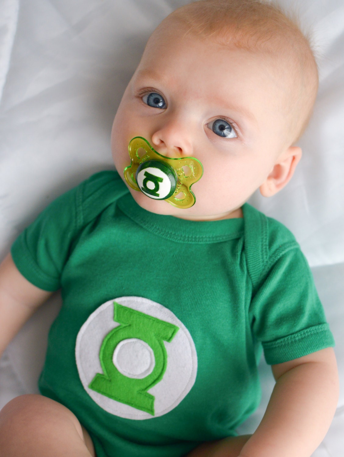 Baby Green Lantern on a Green MAM 0-6 month Pacifier - Custom Hand Painted Pacifier
