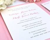 Pink Pocket fold wedding invitation - Elegant modern wedding invitation