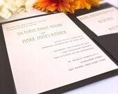 Wood Paper - Pocket fold - Wedding invitation - Rustic Chic Wedding