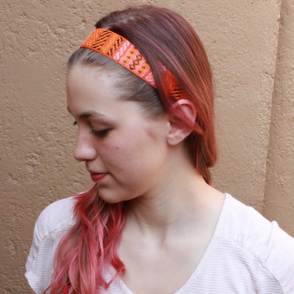 boho chic ethnic orange headband