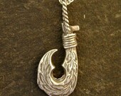 Sterling Silver  Hawaiian Fish Hook Pendant on Sterling Silver Chain.
