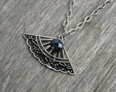 Gothic Burlesque Fan Charm Necklace, Gothic Necklace, Gothic Jewelry, Burlesque Jewelry, Burlesque Necklace,