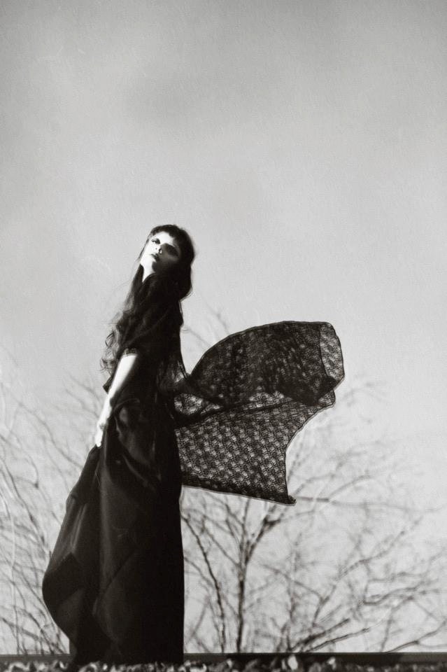 Vintage Ritual Ceremony Black Lace Long Robe Duster Over Jacket