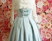 Art deco high waist skirt with pale blue stripes