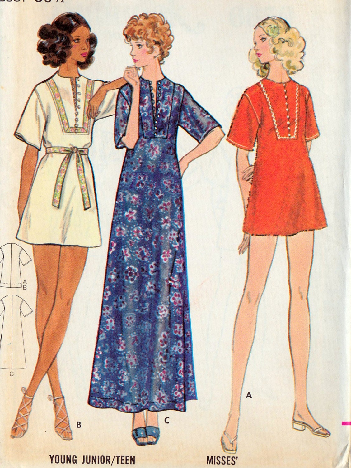 1970s Cover Up, Beach Cover Up Vintage Sewing Pattern, Boho, Bohemian, Hippie Butterick 6659  bust 30.5" uncut