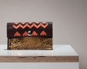 Card Holder Tribal Pattern Leather copper brass No. CH-103