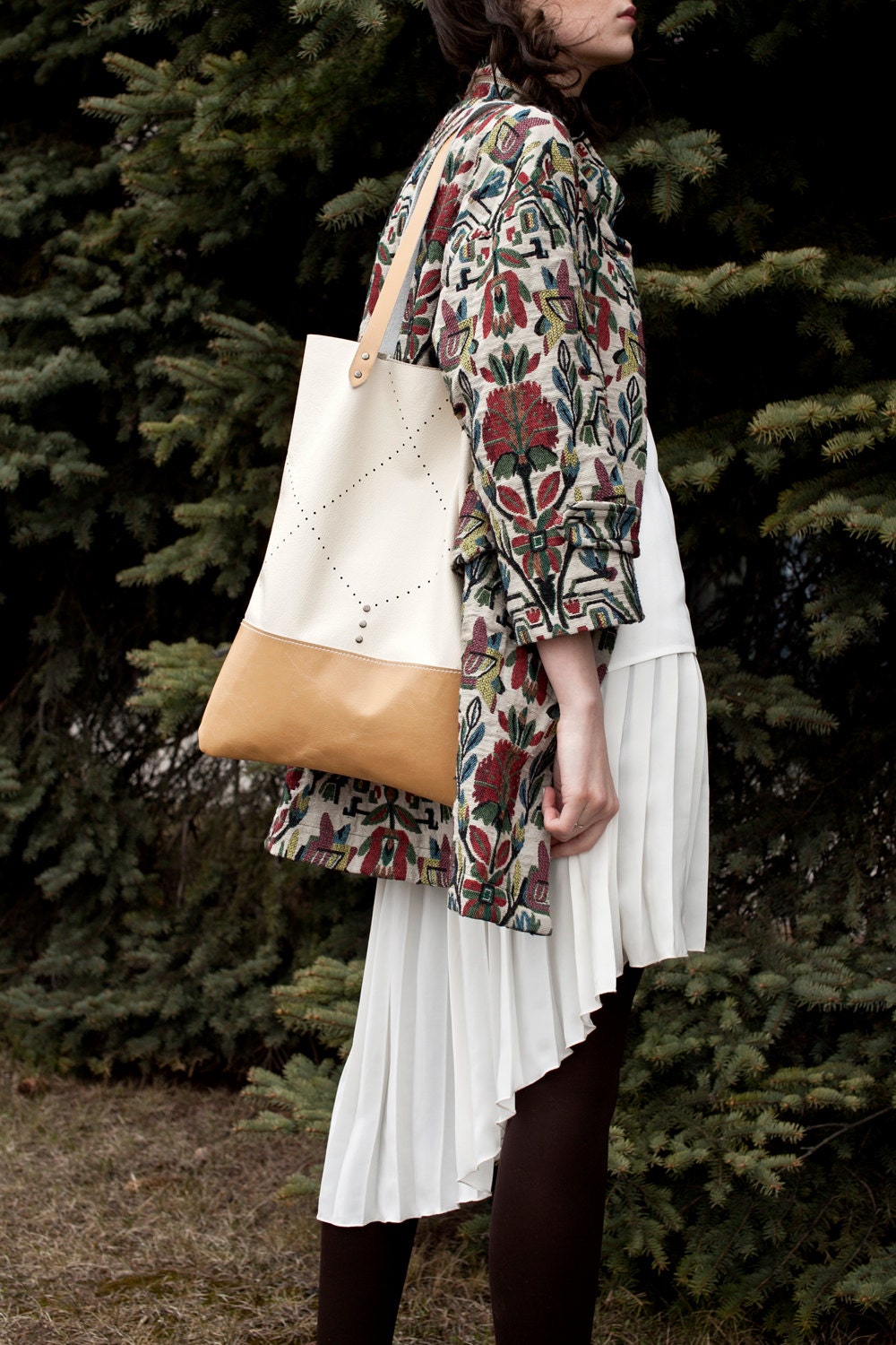Tan Perforated Tote bag No. TL- 5002