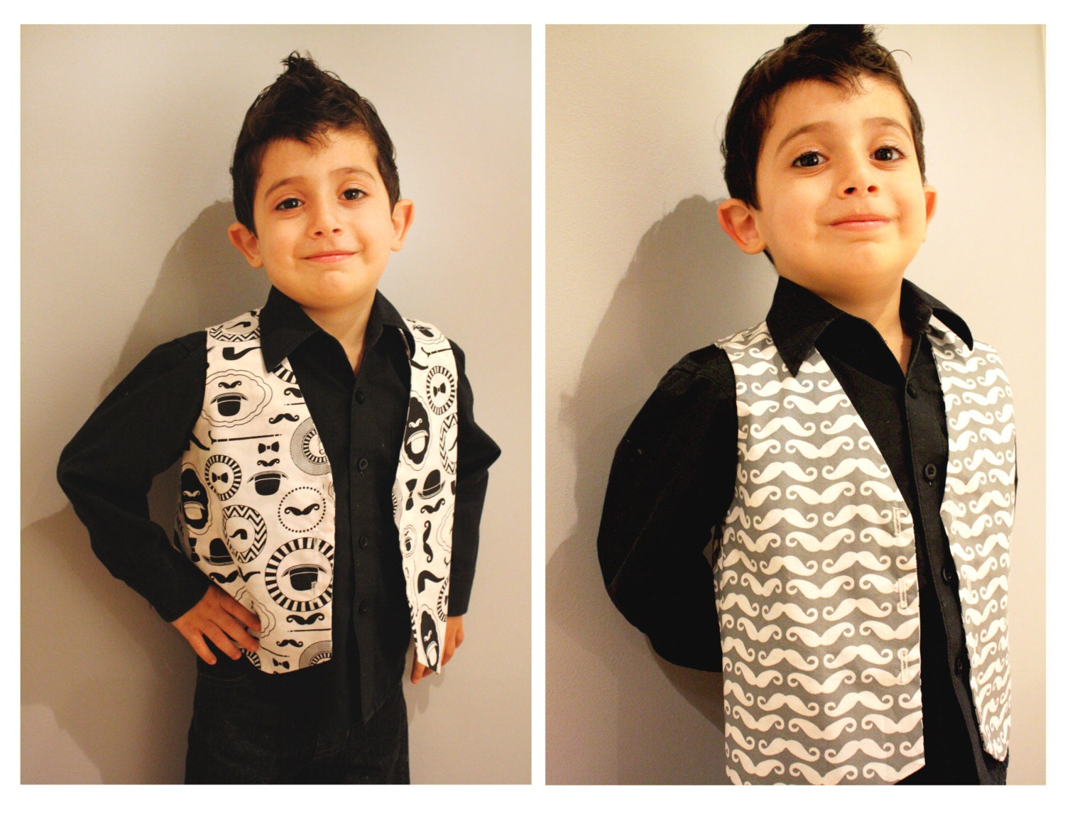 Organic Reversible Vest for Boys -Special Occasion Boys clothes - Cute outfit for boys- Organic cotton