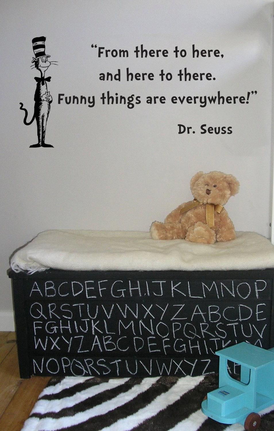 Dr Seuss Cat In The Hat From There to Here wall quote vinyl wall art decal sticker 14x29