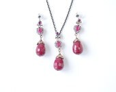 agate drop necklace set