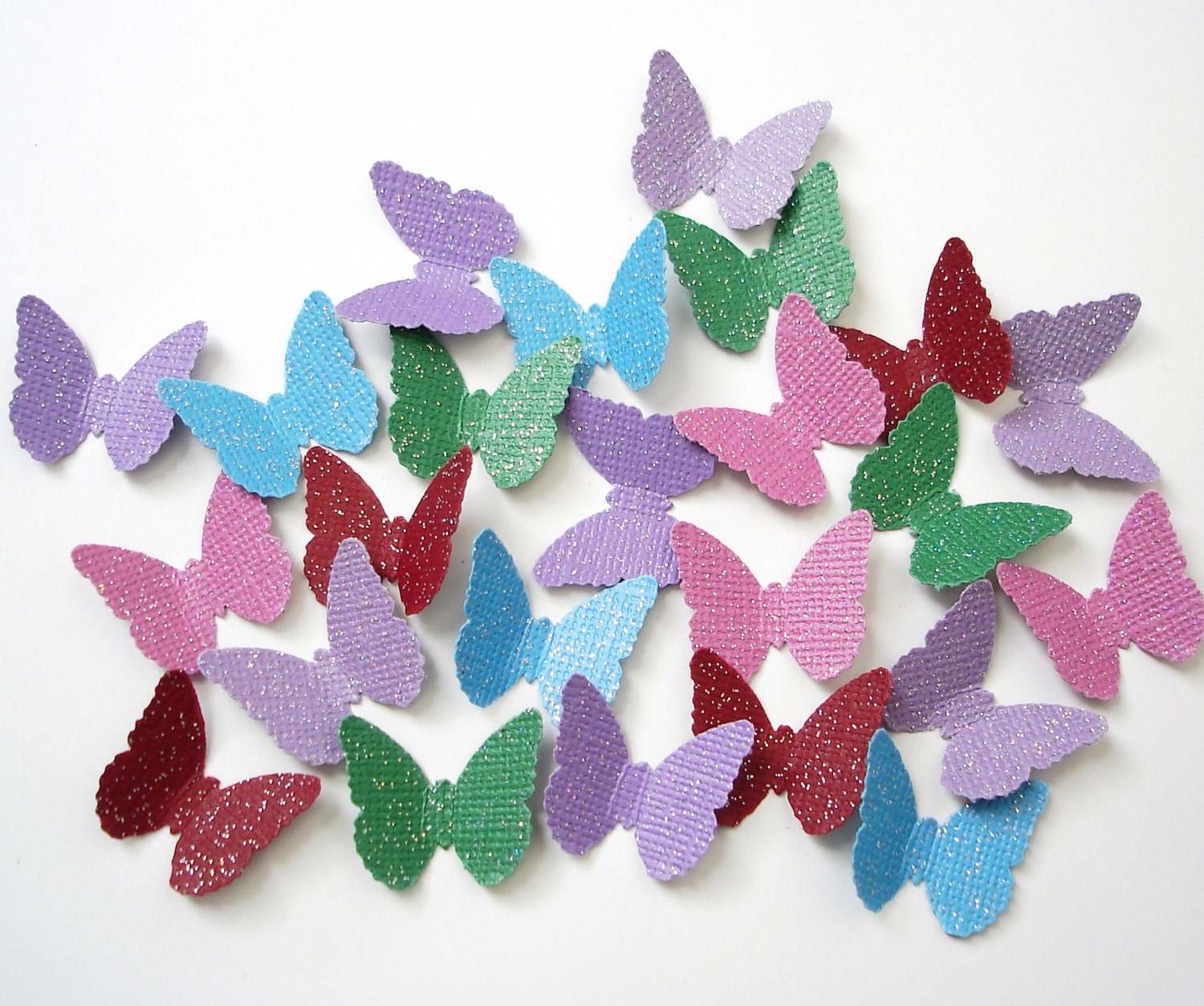 50 Small Mixed Glittered Butterfly punch die cut confetti scrapbook embellishments - No498