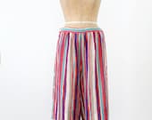 Vintage Stripe Shorts / 1980s Button Side Shorts