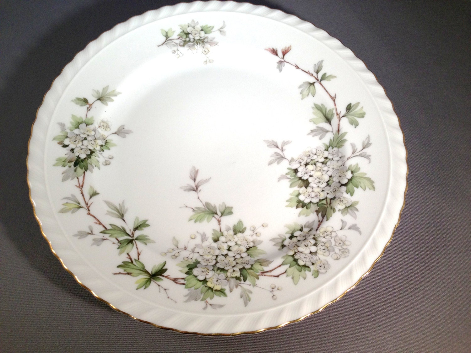 Franconia K&A Hawthorn plate - 8" Selb  Bavaria Germany - Bavarian - white - gold - Krautheim - tea plate- dessert
